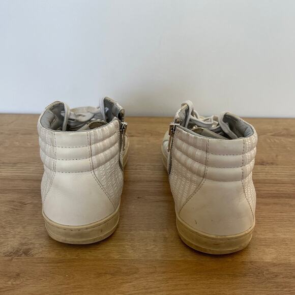 P448 Womens Skate High Top Sneakers Leather Suede Cream Size 38 / US 7.5-8 - Picture 4 of 9